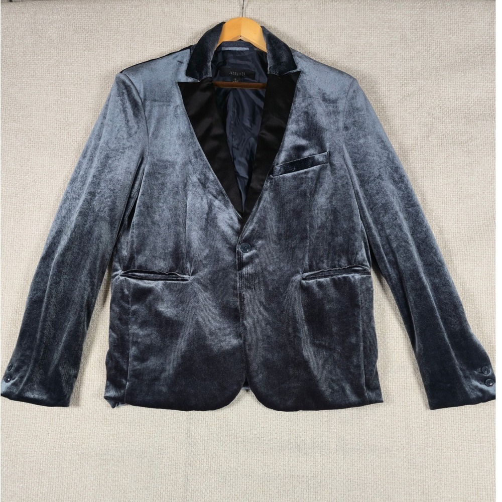 Jaywalker Men's Velvet Tuxedo Blazer Jacket‎ Gray Size S Shawl Collar Formal
